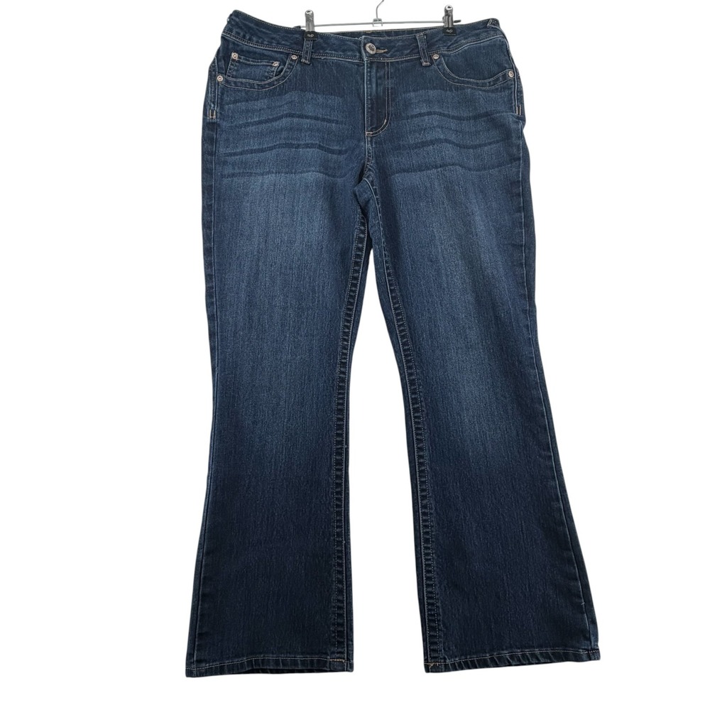 Maurices Bootcut Jeans Womens Plus 14W Short Dark Wash Indigo Stretch Denim